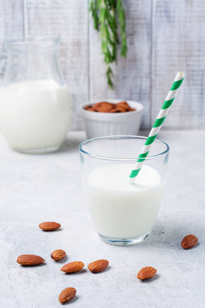 Almond milk in a glass - Photo, image