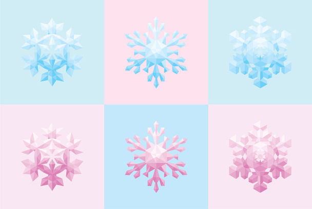 Snowflake.Crystal.Pink/Blue - Vector, afbeelding
