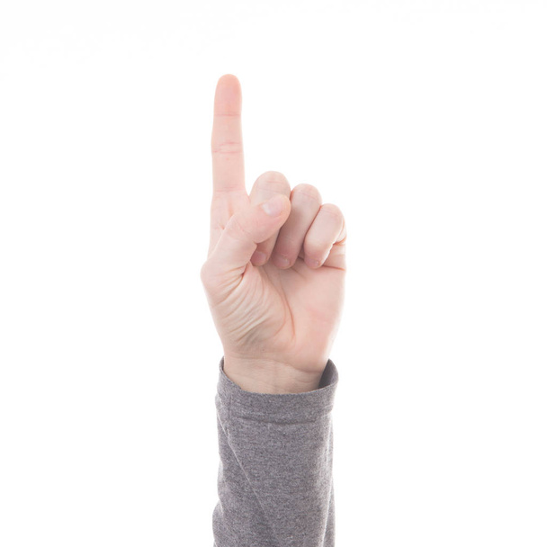 Handzählzeichen einen Finger isoliert - Foto, Bild