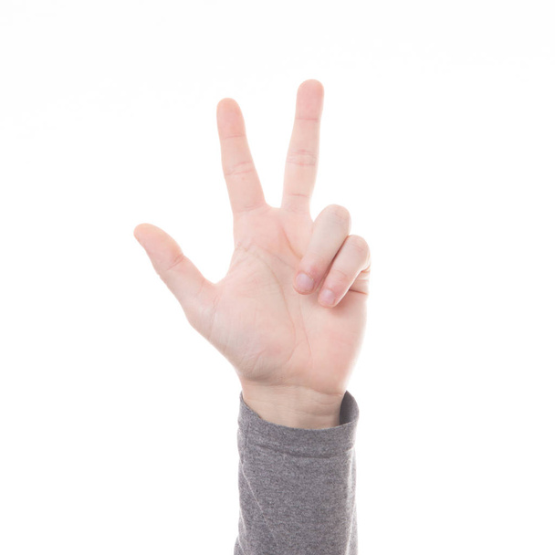 Käsi count merkki kolme sormea eristetty
 - Valokuva, kuva