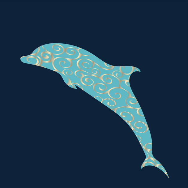 Dolphin sea animal silhouette . - Vettoriali, immagini