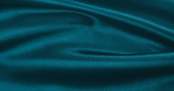 Smooth elegant blue silk or satin luxury cloth texture as abstra - Photo, image