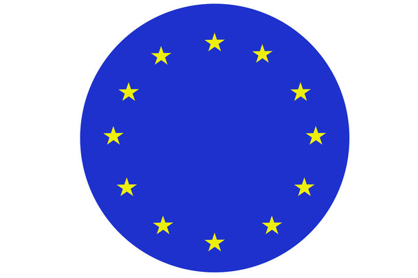 Avrupa Birliği bayrağı, 3d Avrupa Birliği ulusal bayrak illüstrasyon simge - Fotoğraf, Görsel