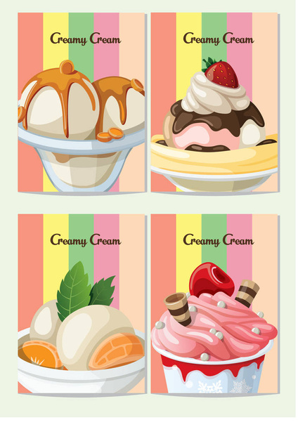 creamy cream ice cream - Vector, Imagen