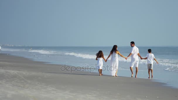 海岸を歩く家族 - 映像、動画