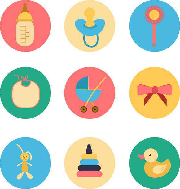 Collection of cute baby icons - Vector, Image