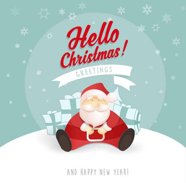 Joyeux Noël et bonne année carte de voeux avec Santa sitt
 - Vecteur, image