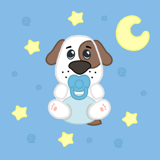 Мультфильм симпатичный мальчик щенок в пеленке, рисунок для киоска.
. - Вектор,изображение
