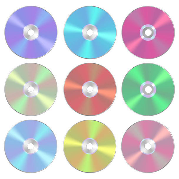 Vektori kuvitus joukko eristetty tyhjä CD tai DVD. Realistinen tyyli
. - Vektori, kuva