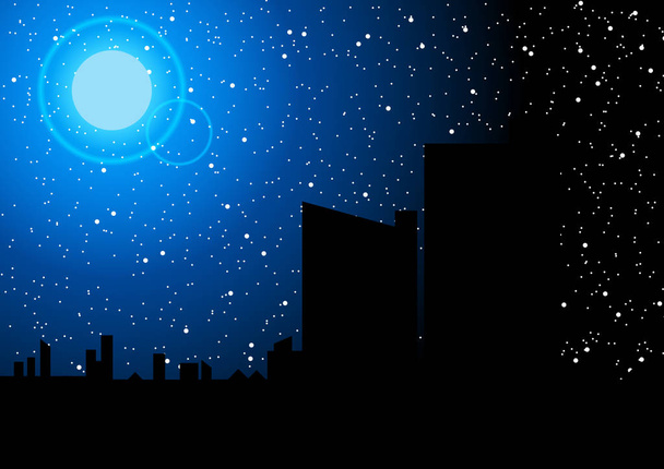 Night sky in city vector illustration - Vector, Image
