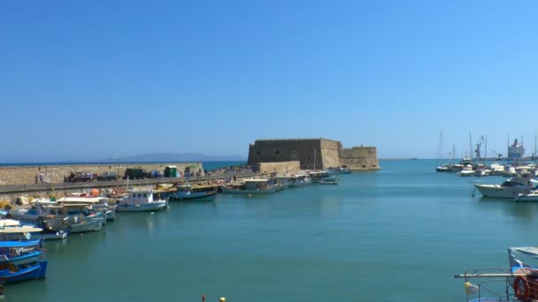 Venetian Fortress Koules and harbor, Heraklion, Crete - Záběry, video