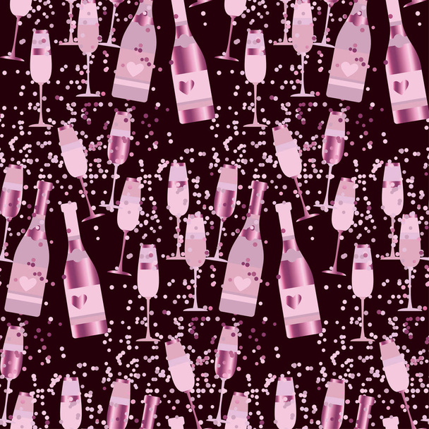 seamless pattern with sparkling alcohol beverage. celebration re - Vector, Image