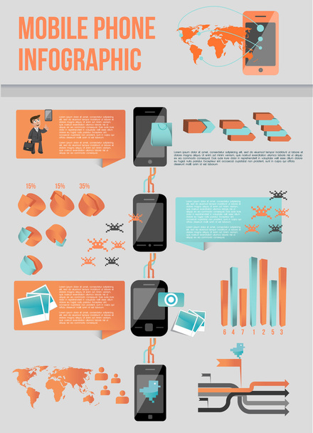 Modern mobile phone infographic - Vector, Image