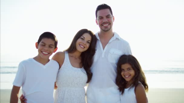 Familie heeft plezier op het strand - Video