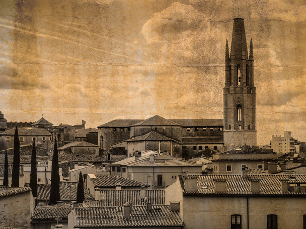 ジローナ、スペインの大聖堂サン フェリウ - 写真・画像