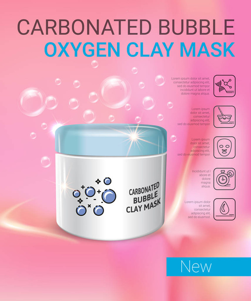 Vector Illustration with carbonated bubble oxygen mask container. - Vector, Image