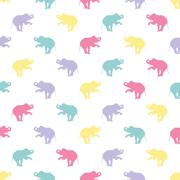 Seamless vector background with decorative elephants. Print. Repeating background. Cloth design, wallpaper. - Vector, Imagen