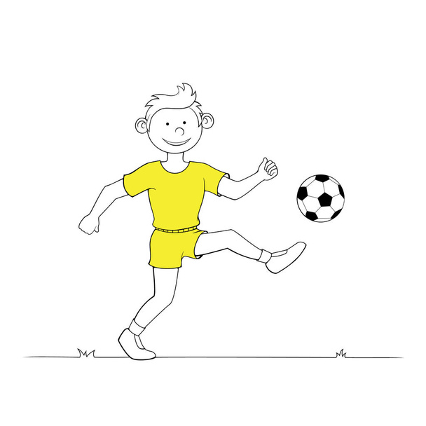 Boy playing football. Vector illustration on white background. - Vector, Image