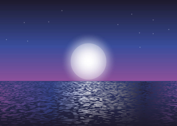 az óceán: Holdfény - Vektor, kép