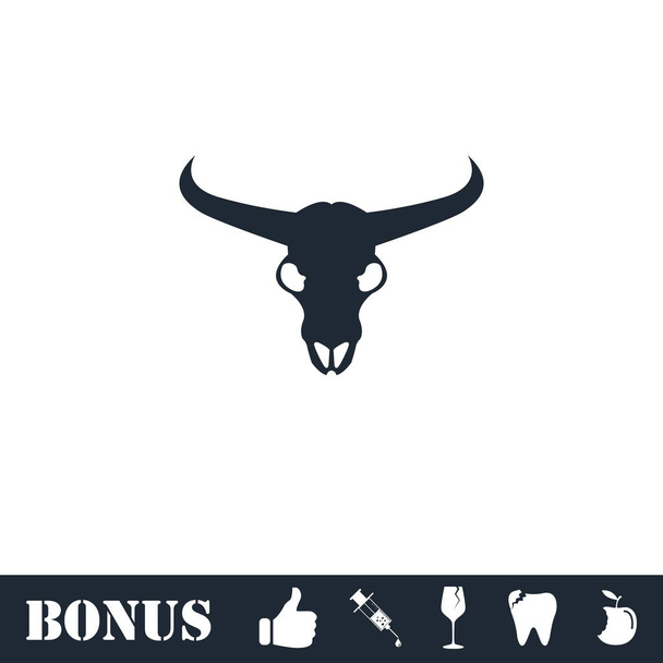 Bull skull icon flat - Vector, Image