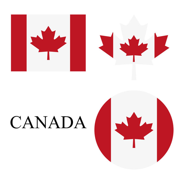 Ustawić flagi Kanady ikona na białym tle - Wektor, obraz