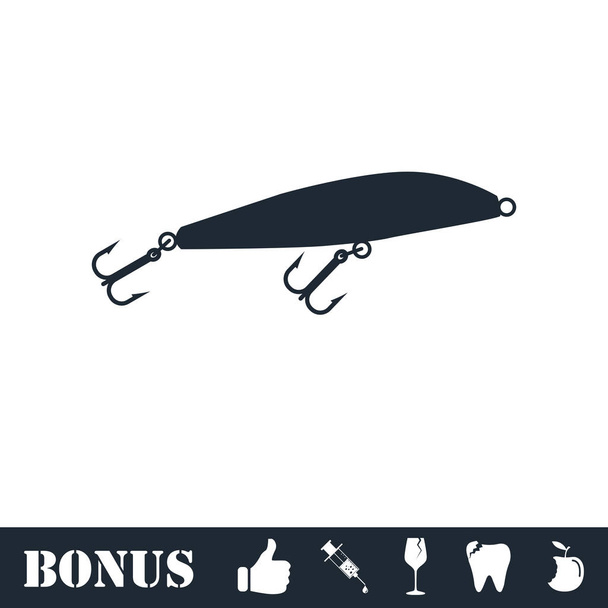 Fishing tackle pictogram plat - Vector, afbeelding
