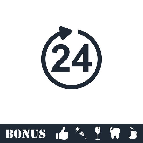 24 hours available icon flat - Vector, Image