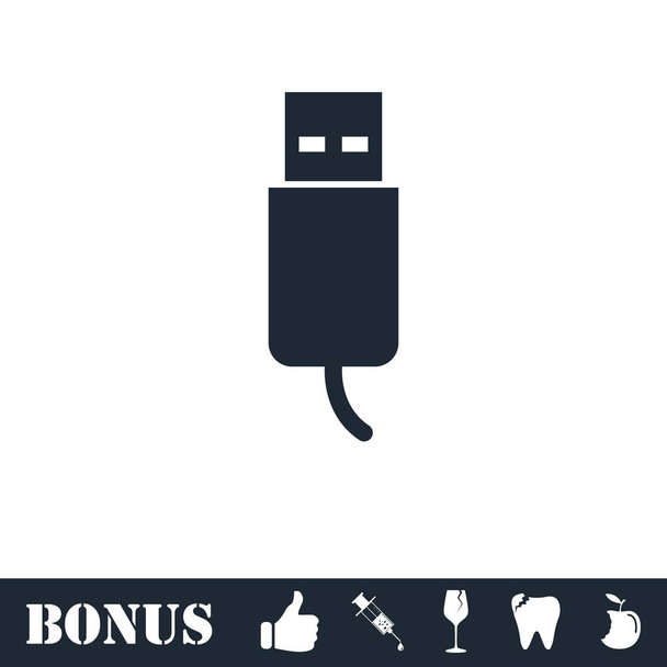 USB plug ikon lapos - Vektor, kép