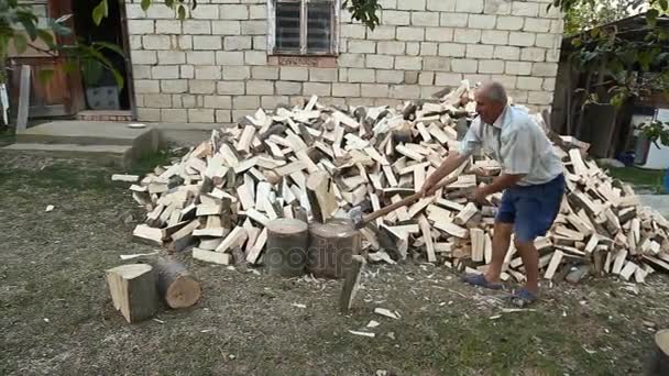 man running with an ax - Materiał filmowy, wideo