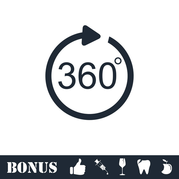Úhel 360 stupňů ikona plochý - Vektor, obrázek