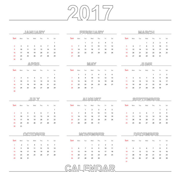 2017 r. Kalendarz wektor wzór - Wektor, obraz