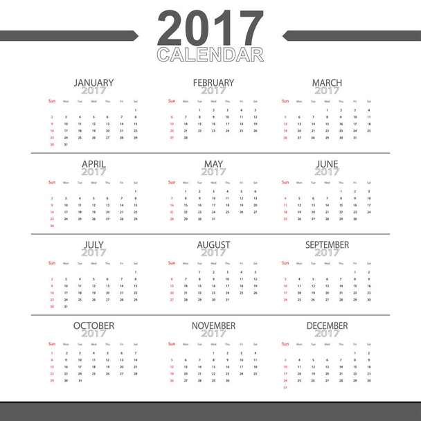 2017 ημερολόγιο διανυσματικού αντικειμένου - Διάνυσμα, εικόνα