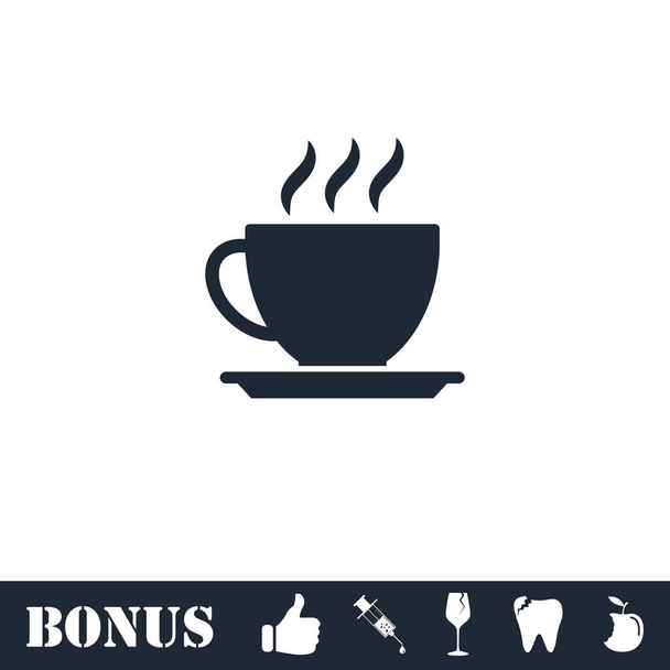 Cofee cup icon flat - Vector, Image