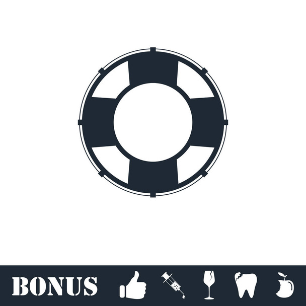 Mentőgyűrűt ikon lapos - Vektor, kép