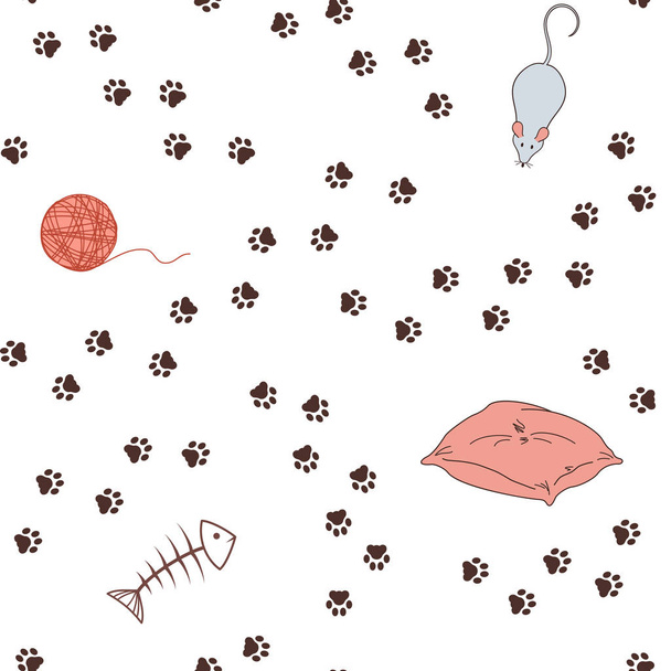 Paw print paths seamless background - Vector, afbeelding