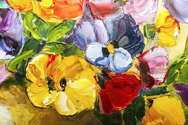 texture oil painting flowers, painting vivid flowers  - Fotografie, Obrázek