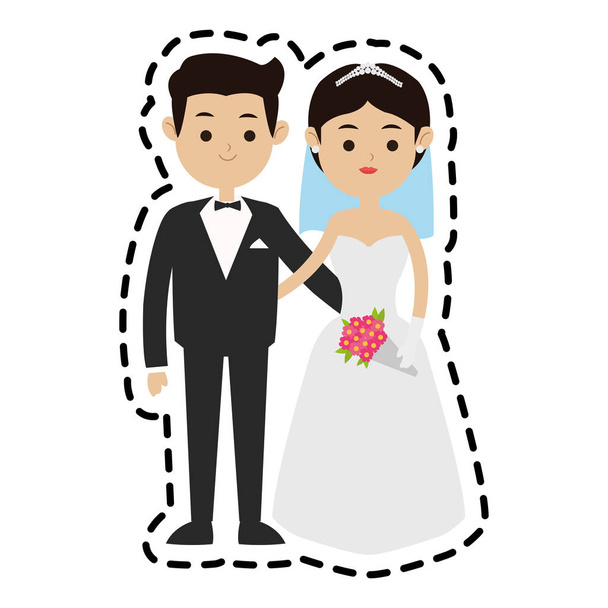 Geïsoleerde ontwerp van de bruid en bruidegom - Vector, afbeelding