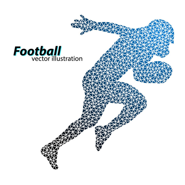 Silhouette of a football player from triangle. Rugby. American footballer - Vector, Image
