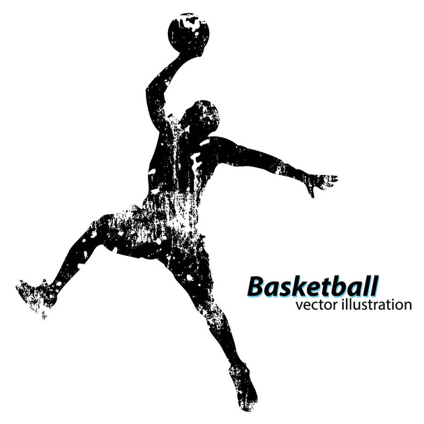 silhouet van een basketbalspeler. - Vector, afbeelding