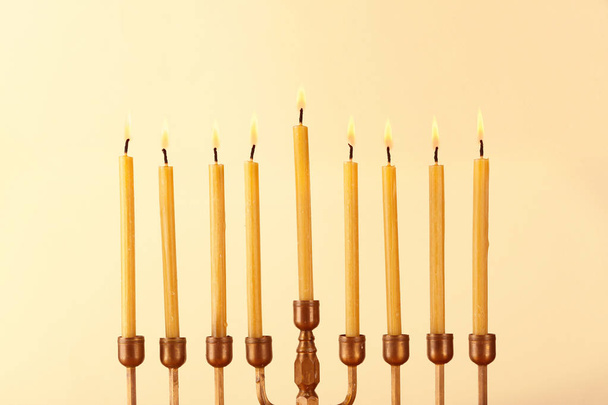 menorah with candles for Hanukkah - Valokuva, kuva