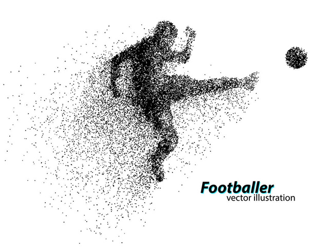 sziluettjét a részecskék futball játékos - Vektor, kép