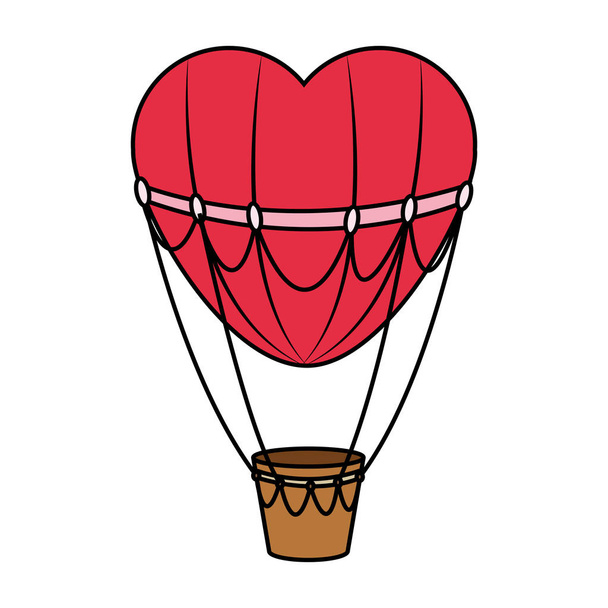 Hot air balloon and heart design - Vector, Image
