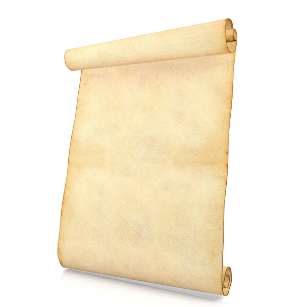 Old blank antique scroll paper isolated on white background - Photo, Image