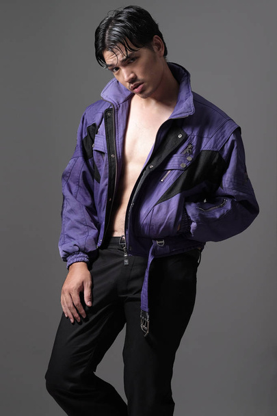 Asian man in purple jacket - Fashion and style - Photo, Image