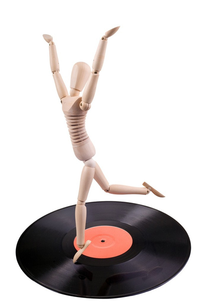 maniquí bailando en disco de vinilo
 - Foto, Imagen