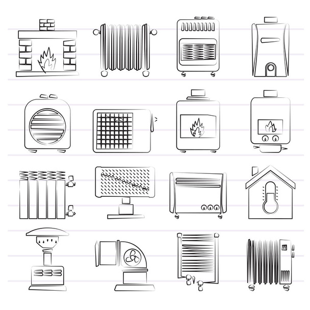 Home Heating appliances icons - Διάνυσμα, εικόνα