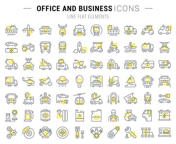 Set Vector Flat Line Icons Transport - Vector, Image