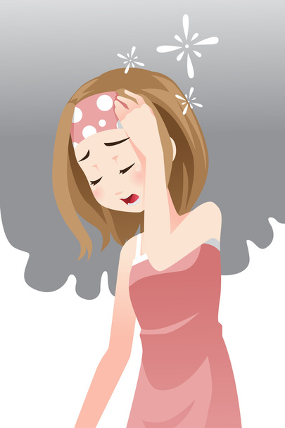 頭痛を持つ女性 - ベクター画像