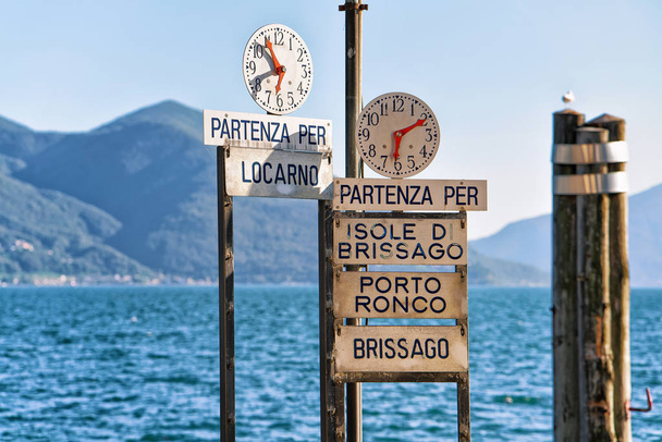 Clock at Pier of Ascona resort of Ticino canton Switzerland - Photo, Image