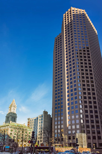 Financial District and Custom House Tower on Faneuil Hall Square - Photo, Image